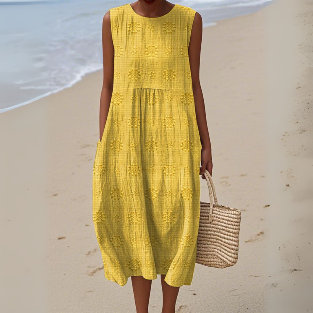 Elegantní Bavlněné Šaty bez Rukávů s Výšivkou