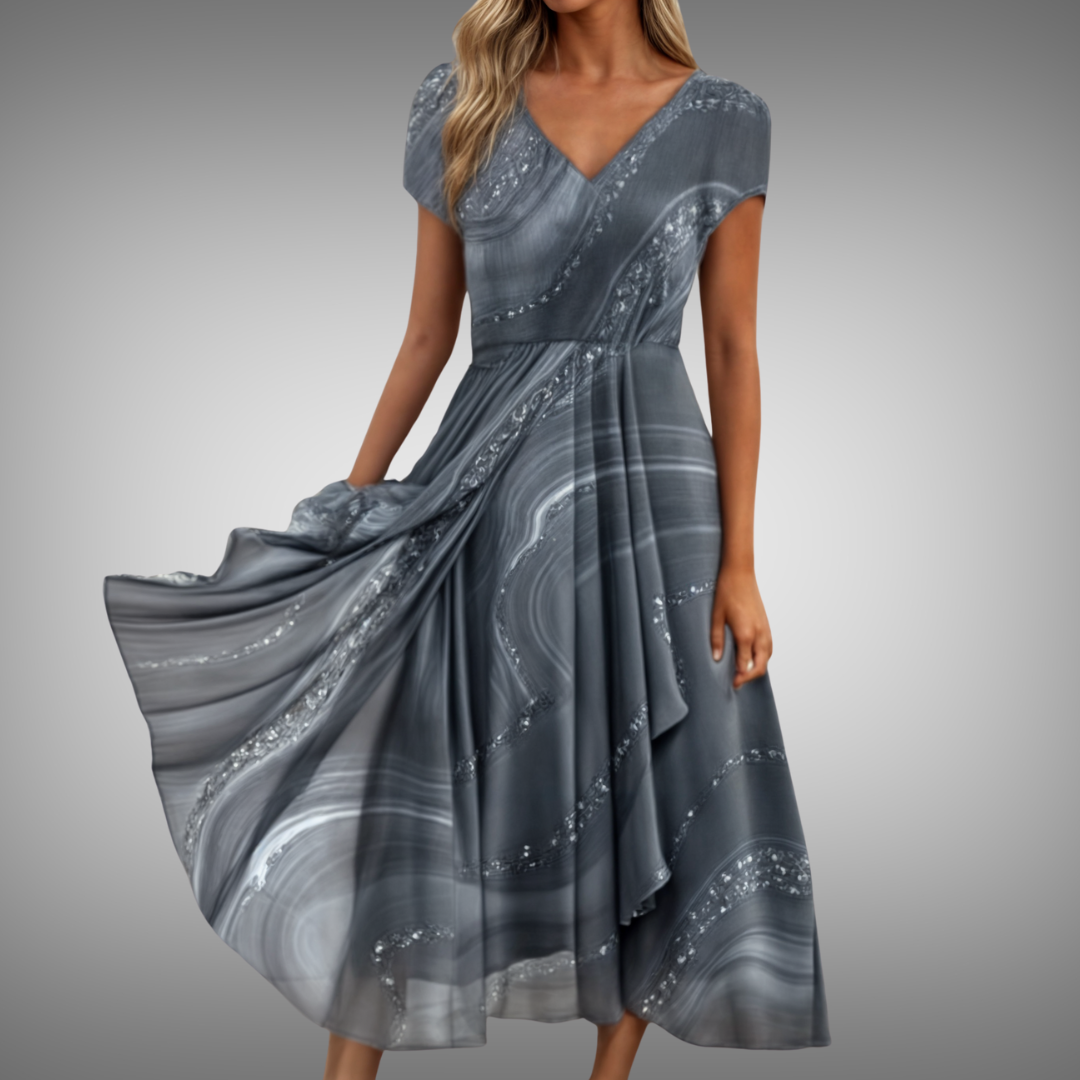 Midi šaty s výstřihem do V