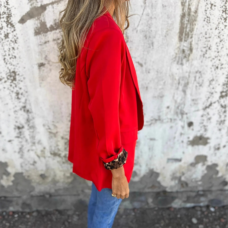 Modova™ | Jednobarevné sako s leopardí podšívkou